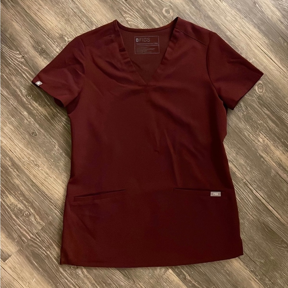 ✨SOLD✨ Figs XXS Burgundy Casma Scrub Top
